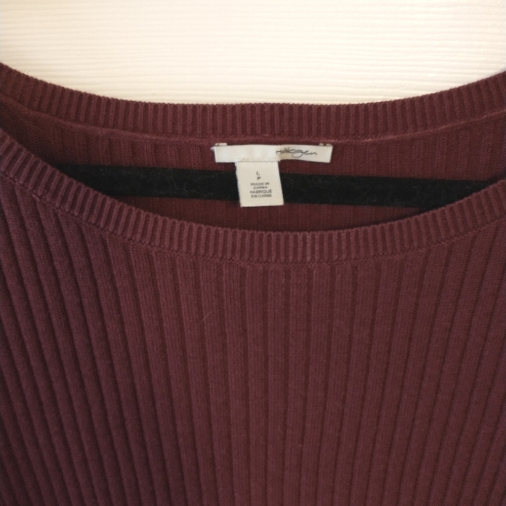 Halogen Mixed Rib Crew Neck Long Sleeve Sweater - Picture 2 of 4